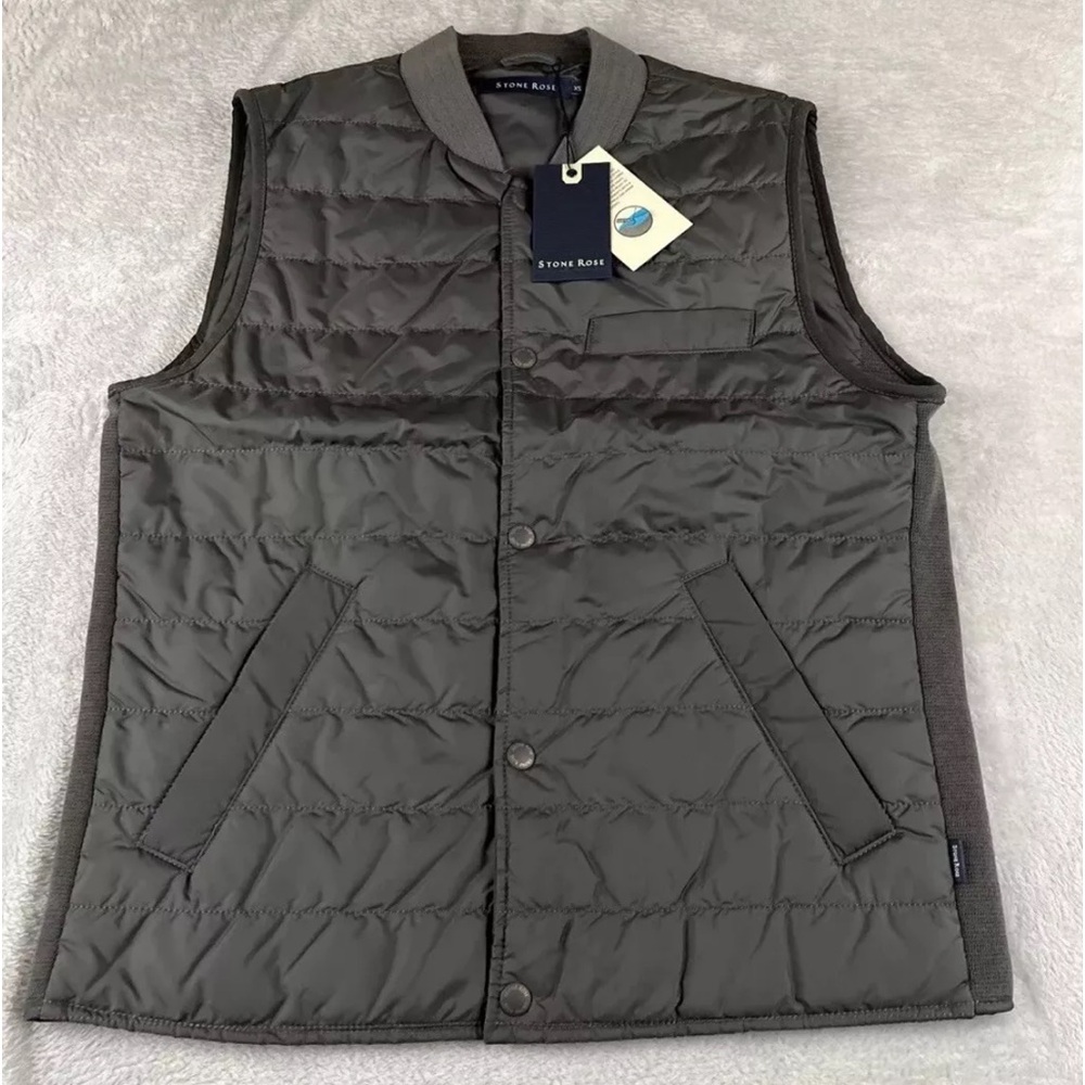 Stone Rose mens charcoal gray sleeveless button up vest size XS